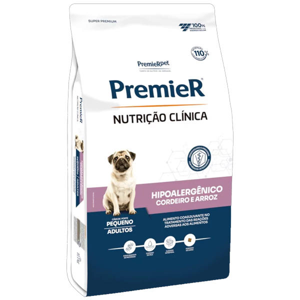 Premier Nutrição Clínica - ADULTO HIPOALERGÊNICO Raças Pequenas Cordeiro 10,1kg